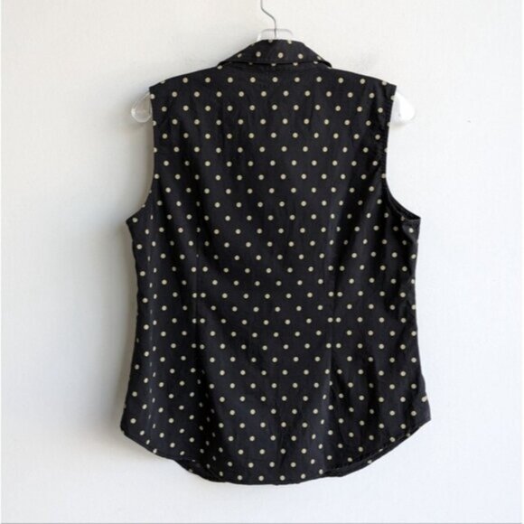 Cleo polka dot cotton blend sleeveless collared blouse - Picture 2 of 6